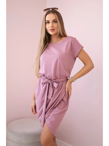 Tied dress with a clutch dark pink color