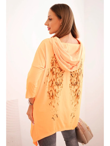 Sweatshirt with wing print orange neon