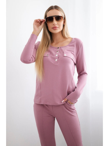 Set with a neckline with press studs in dark pink color