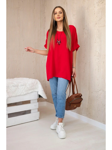 Kesi Włoski Oversized blouse with pendant red
