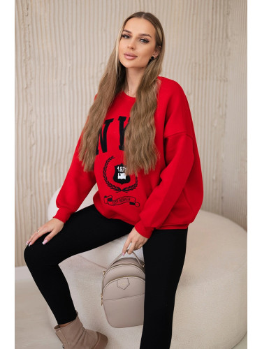 Cotton set insulated sweatshirt + leggings red