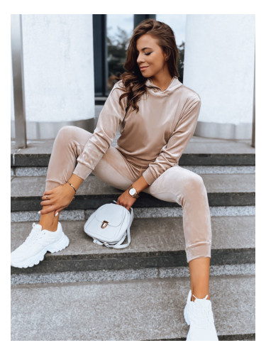 Beżowy damski komplet welurowy SO COMFY Dstreet