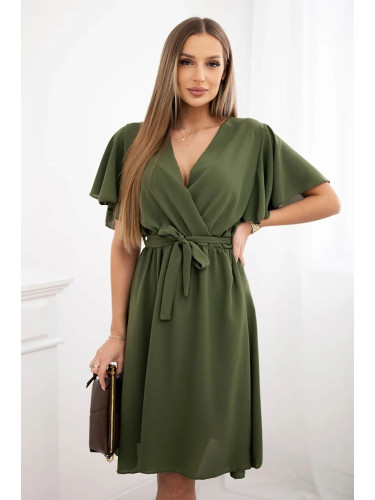 Kesi Włoski Dress with a plunging neckline khaki