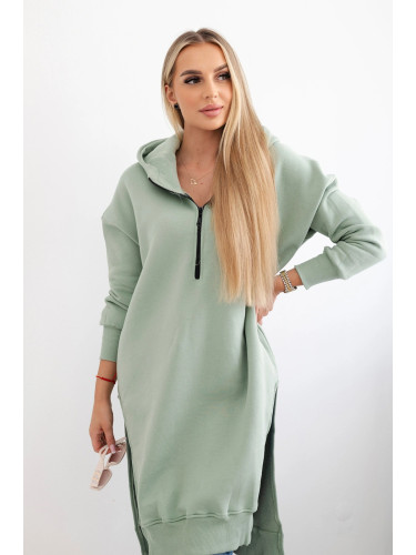 Women's Insulated Sweatshirt with Decorative Buttons - Dark Mint