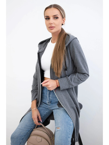 Women's long hoodie Kesi - dark gray melange