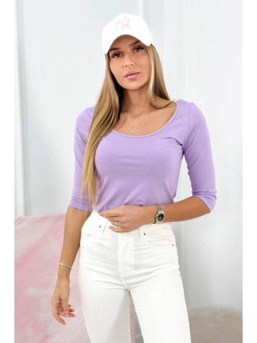 Purple blouse with a round neckline