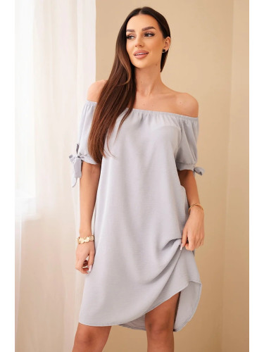 Dress with ties on the sleeves - grey
