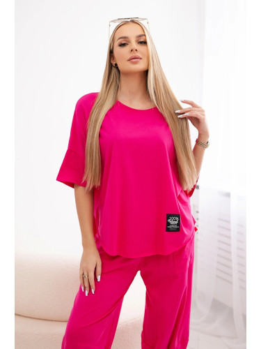 Kesi Włoski Cotton set blouse + trousers fuchsia