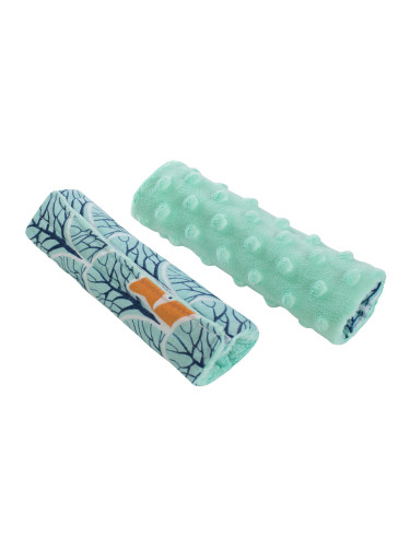 Medi Partners Stroller belt protectors (2 pcs.) cotton + minky – Forest + minky minky