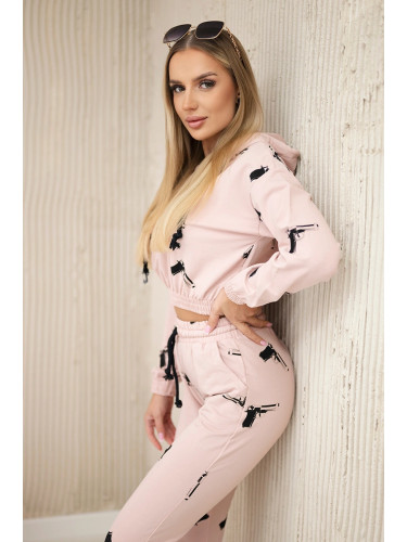 Set with printed guns dark powder pink