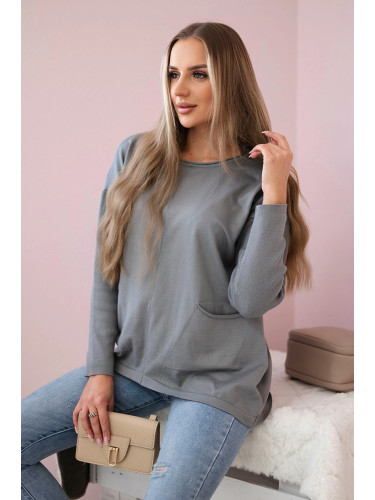 Sweater with front pockets gray