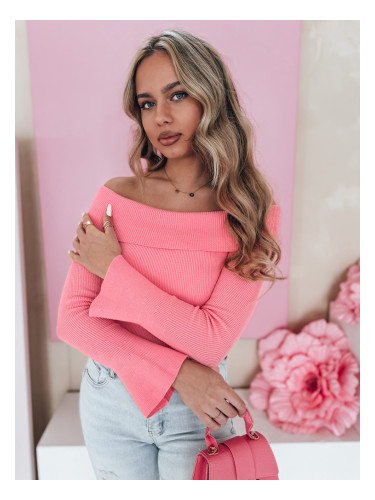 Sweter damski one size z odkrytymi ramionami SHOWIT różowy Dstreet