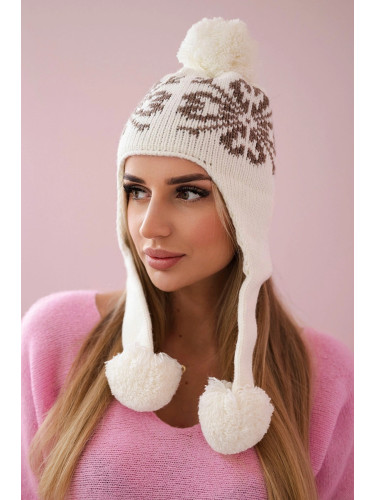 marka niezdefiniowana Women's long eared cap Balbina K381 light ecru