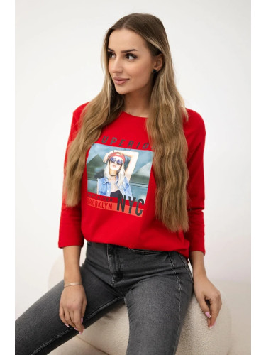 Blouse with Superior print red