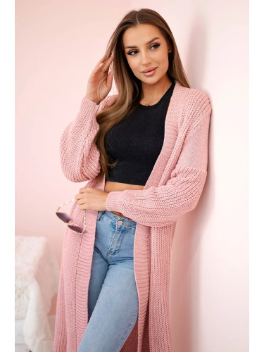 Long sweater powder pink cardigan