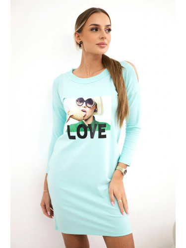 Dress with love mint print