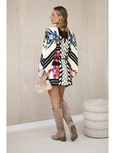 Bat dress with waist tie beige