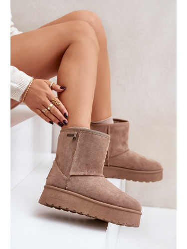 High women's snow boots on the platform Big Star OO274A097 beige
