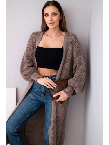 Włoski Sweater long cardigan fango
