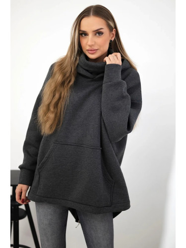 Insulated sweatshirt with a zipper at the back graphite