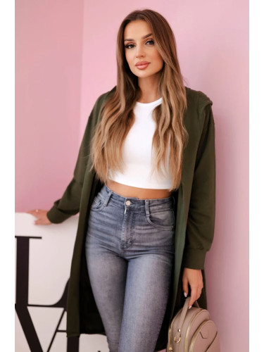 Oversize khaki cape with hood