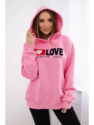 Cotton insulated hoodie light pink
