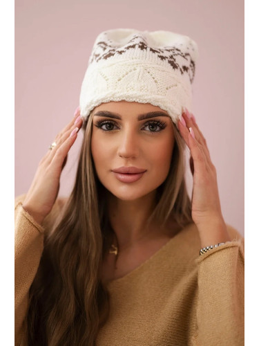 Kesi Women's cap Kira K374 ecru+brown