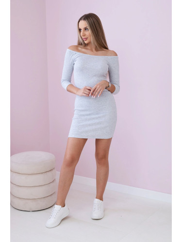 Fitted dress - ribbed light gray
