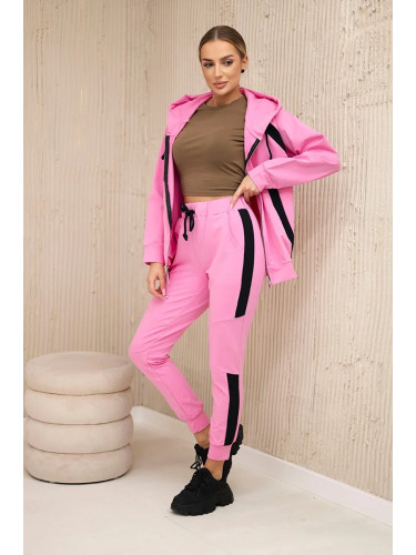 Striped sports set light pink
