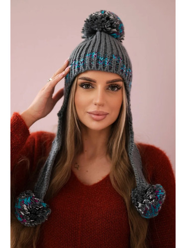 Women's cap with long ears Nadia K321 dark gray