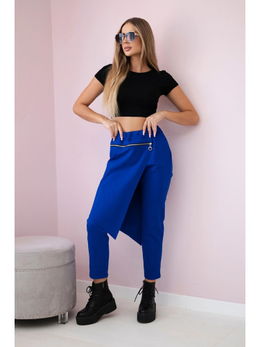 Punto Milano winter pants with decorative zip cornflower blue