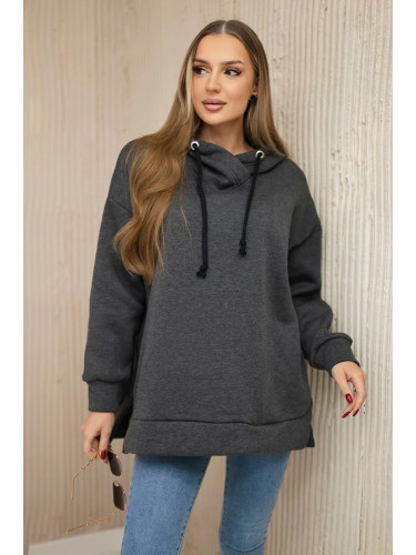 Insulated sweatshirt with side zipper graphite