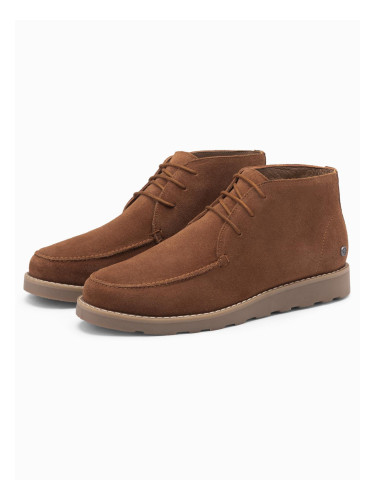 Ombre Men's suede ankle boots with thick sole - brown
