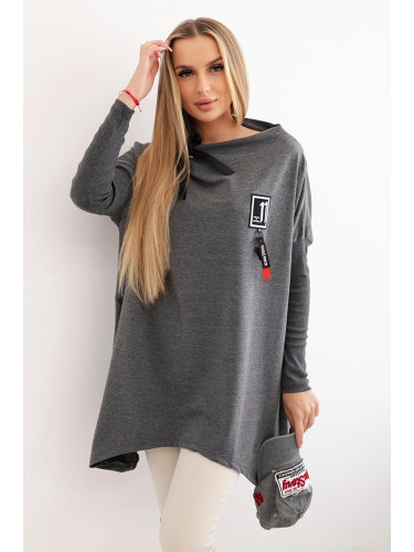 Oversized sweatshirt with asymmetrical graphite sides