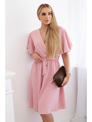 Kesi Włoski Dress with a plunging neckline dark powder pink