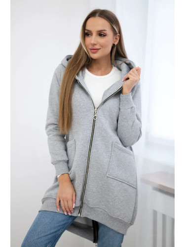 Insulated sweatshirt with a zipper at the back gray