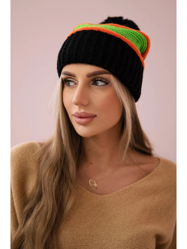 Women's Cap Kinga K297 Black + Orange + Neon Green