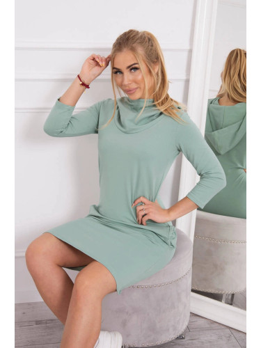 Dress with hood and pockets dark mint