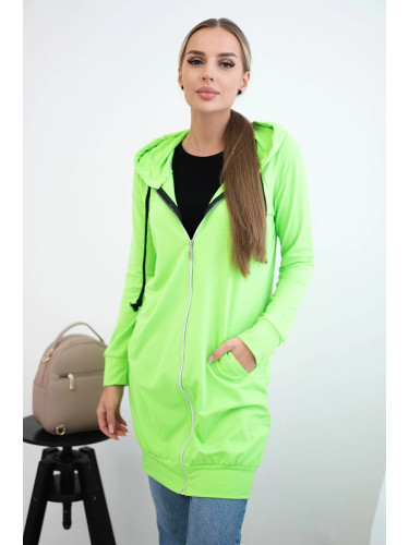 Dress with hood and hood green neon color
