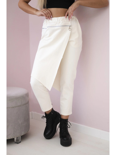 Punto Milano winter pants with decorative zipper light beige