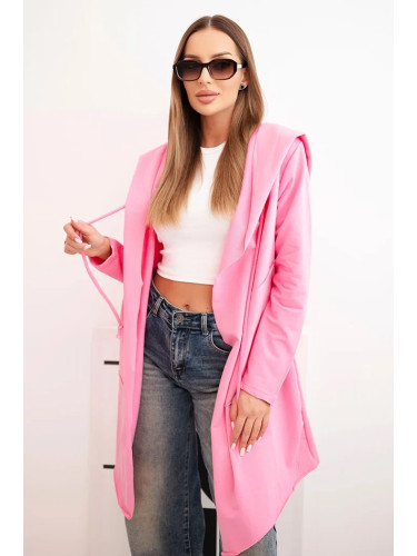 Cape with loose hood in pink color
