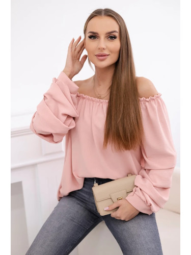 Spanish blouse with decorative sleeves powder pink