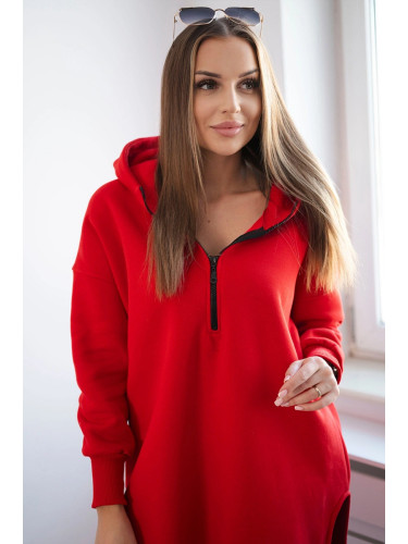 Insulated sweatshirt with red side slits