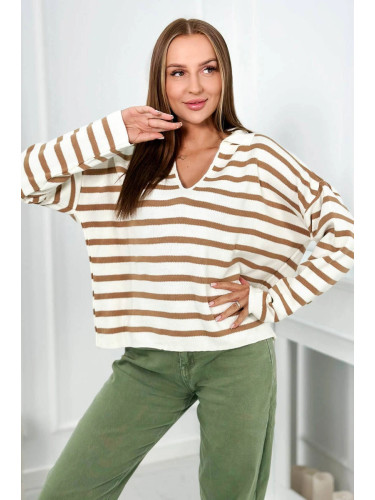 Striped camel sweater
