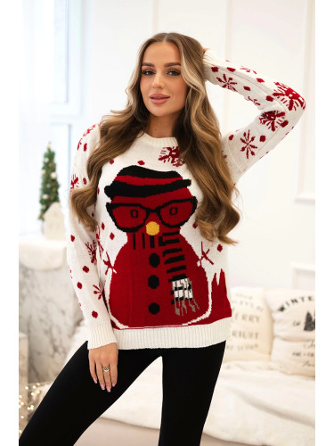 Christmas sweater with snowman ecru