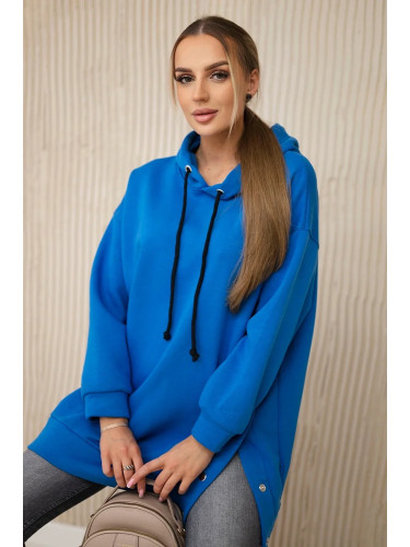 Insulated sweatshirt with purple blue press studs