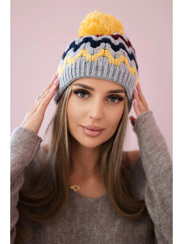 Women's cap Laila K283 dark gray+yellow