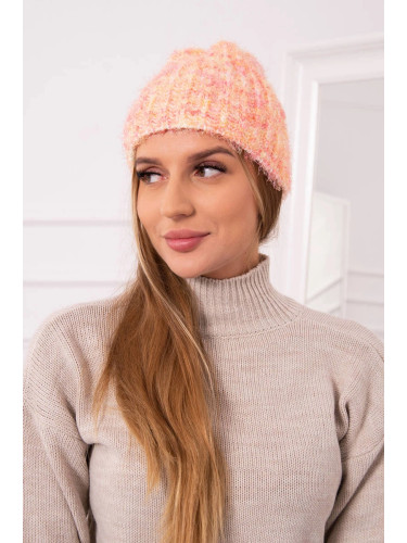 Women's cap Cina K259 ecru + raspberry