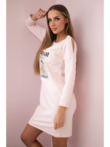 Dress with Dream print powder pink