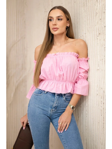 Blouse over the shoulder light pink